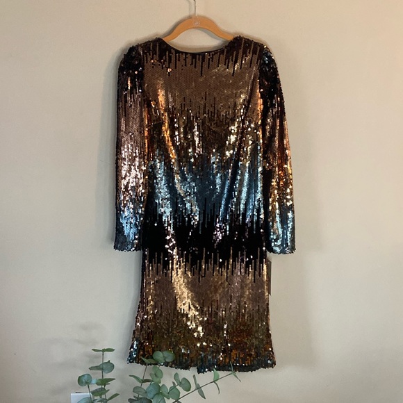 Nanette Lepore Dresses & Skirts - Stunning Nanette Lepore ombre Sequin Dress New Size 4 Bronze gold blue